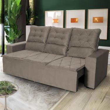 Imagem de Sofá Retrátil Reclinável Europa 1,80m Suede Velut Marrom Claro Com Molas - King House