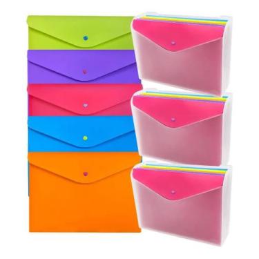 Imagem de Kit 3 Pastas Envelope A4 Full Color 5 Cores Organizador - Delo