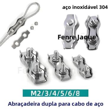 Imagem de Abraçadeira De Cabo De Aço Inoxidável M2-M8 Com Parafuso Duplo, 10 Peç
