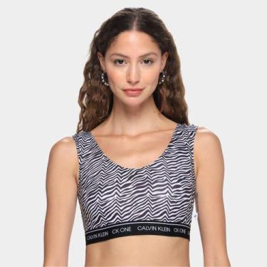 Imagem de Top Calvin Klein Animal Print Zebra Alças Largas, Preto, P