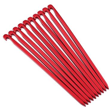 Imagem de Keenso Pegador de tenda de liga de alumínio de 16 cm, estacas de pedra, para fixação de lonas de chuva para barraca de acampamento, tapete de erva de jardim, acampamento (vermelho)
