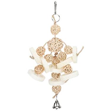 Imagem de GLOGLOW Brinquedo de mastigar pássaros, bucha , bucha feita à mão e bola de ratã, brinquedos de mastigar, corda de balanço, brinquedo para papagaios, pássaros