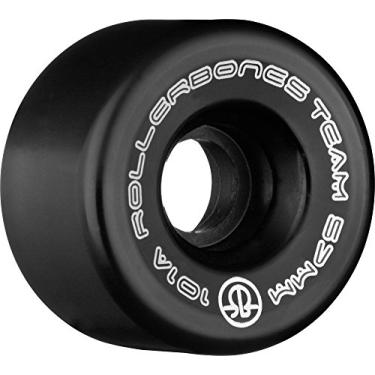 Imagem de Rollerbones Rodas de skate recreativas com logotipo da equipe 101A (conjunto de 8), preto, 57 mm