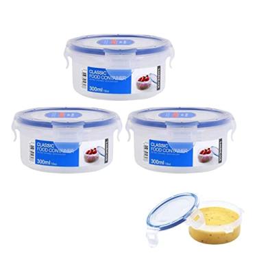 Imagem de Kit Jogo 3 potes hermético tampa travas redondo porta papinha bebê sem BPA Lock&Lock 300mL