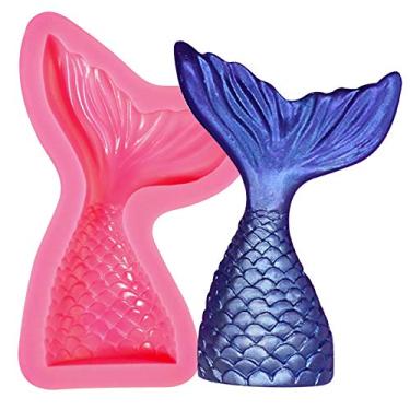 Imagem de Molde de silicone para doces de cauda de sereia para artesanato, decoração de bolo de fondant, topo de cupcake, chocolate, pastelaria, decoração de biscoitos, joias, argila polímera, resina epóxi, projetos de artesanato grandes