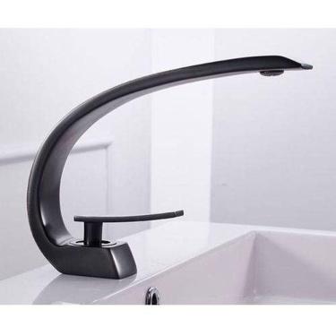 Imagem de Torneira Monocomando Lavabo Banheiro Preto Fosco Alto Luxo