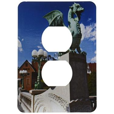 Imagem de 3dRose Lsp_82842_6 Estátua do Dragão, Ponte do Dragão, Liubliana, Eslovênia Eu38 Aje0066 Adam Jones Capa de tomada com 2 plugues