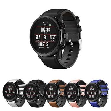 Imagem de Pulseira Híbrida Couro e Silicone para Amazfit GTR 47mm - Samsung Galaxy Watch 46mm - Gear S3 Frontier - Gear S3 Classic - Marca Ltimports (Preto)