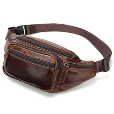 Imagem de Pochete de couro para homens e mulheres, viagens, atividades ao ar livre, caminhadas, acampamento, corrida, quadril, cinto fino para celular, bolsa carteira, #03Café, one size, Pacote de cintura
