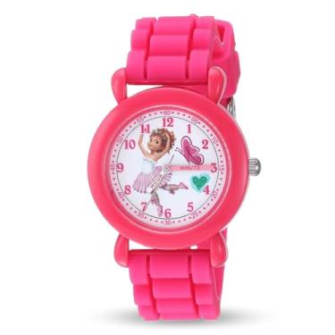 Imagem de Disney Relógio de quartzo analógico Fancy Nancy com pulseira de silicone, rosa, 13,8 (modelo: WDS000594)