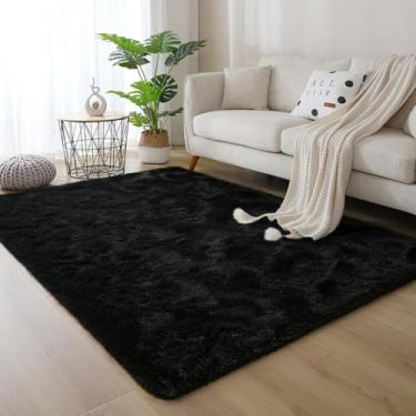 Imagem de Large Fluffy Living Room Carpet 100x150 Soft Plush Bedroom Rug Tapete Grande Para Sala Cozy Home Decor(Preto)