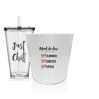 Imagem de Kit Balde De Pipoca E Copo Personalizado - Just Chill - Krystalon