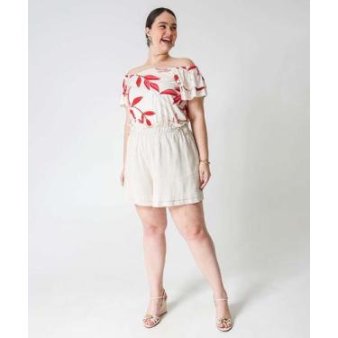 Imagem de Blusa Ciganinha Plus Size Feminina Estampada Marisa Of-70014, Off whit