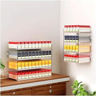 Imagem de Rack de exibição de cigarro de acrílico - organizador de parede/bancada para supermercados e lojas de conveniência, vitrines para cigarros, 61,5 x 28,4 x 98 cm, prateleiras de exibição de lojas