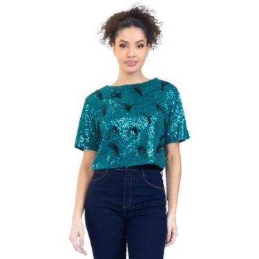 Imagem de Tshirt Onça Preta Cropped Plums IV23 Verde Feminino-Feminino