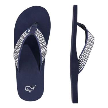 Imagem de vineyard vines Chinelo masculino clássico de espuma micro baleia, Azul-marinho náutico, 45