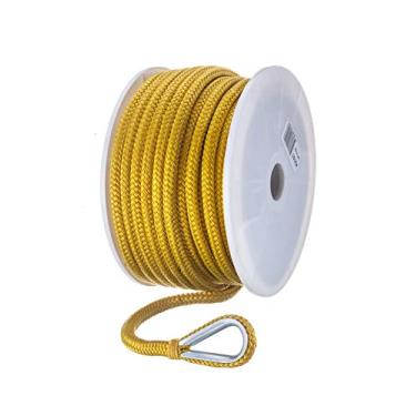 Imagem de Seachoice Corda de ancoragem para barco, trança dupla, nylon, linha Ahor, 9,5 mm x 300 m, amarela