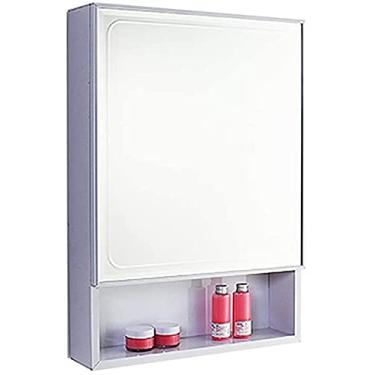Imagem de Armário de remédios para banheiro armário de parede 49,8 cm x 27. armário de alumínio espelho de banheiro armário de armazenamento multifuncional montado na parede