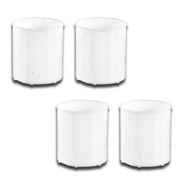Imagem de Conjunto de 4 Formas para Queijo Minas Frescal e Ricota, Polietileno Branco, 500g, Com Tela Rígida e Furos, 112x99x99mm