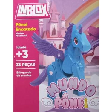 Imagem de Unicórnio de Montar Infantil Brinquedo Educativo com Asas Figura de Ação Colecionável Bloco de montar -AZUL