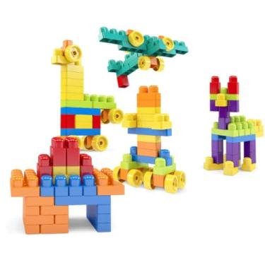 Imagem de Blocos de Montar Coloridos, Kit com 100 Peças, Brinquedo Educativo para Crianças