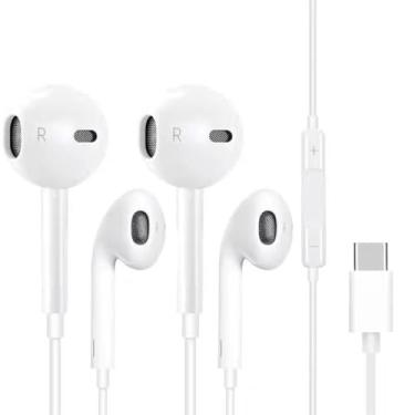 Imagem de 2 pacotes de fones de ouvido USB C versão atualizada, adequados para iPhone 17/16/15 Pro Max Plus tipo C, com microfone e volume ajustável, adequado para iPhone 16/15 Pro/iPad/Galaxy S23/S22/S21/S20