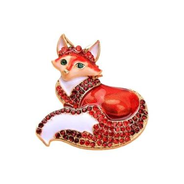 Imagem de Broche de raposa fofo para mulheres e homens imitação de strass adorável broche de lapela moda suéter casaco acessórios de roupas mochilas chapéus bolsas emblemas broches joias modernas para amantes