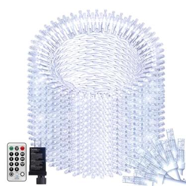 Imagem de THKFUL Luzes de corda de Natal, 800 LEDs longas, luzes de corda de fadas para uso externo, luzes de árvore à prova d'água, luzes de jardim com 8 modos, temporizador remoto para interior, quintal