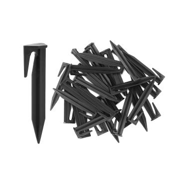 Imagem de QWORK Plastic Boundary Wire Stakes, 200 Pcs 3.35in Graden Fruit Branches Stakes Lawn Nails Wire Pegs, Landscape Anchoring Spikes Lawn Edging Ground Stakes, for Board Lawn Pet Fence Mower, Black