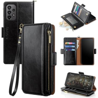 Imagem de Antsturdy Capa carteira para Samsung Galaxy A23 5G com porta-cartões para mulheres e homens, capa para celular Galaxy A23 4G com bloqueio de RFID, capa flip de couro PU à prova de choque com alça com