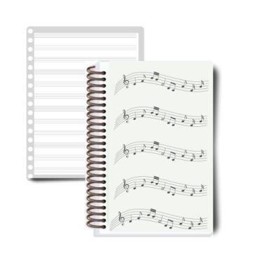 Imagem de Caderno Musica Estudo Pautado RETRATO Grande 21x30 ou Pequeno 21x15 20