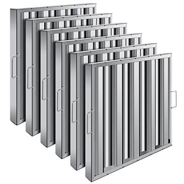Imagem de Filtros para Coifa 430 de aço inoxidável 430 de L x 4 de L Pacote com 6, 4 filtros para capô comerciais, filtro para capô de cozinha comercial para exaustores de cozinha classificados para graxa