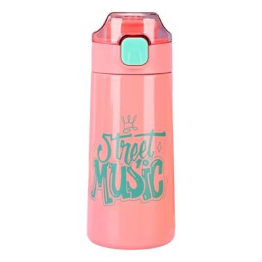 Imagem de Caneca de café com isolamento a vácuo de 500 ml com forro de aço inoxidável 316 de grau alimentício, boca larga, base antiderrapante de silicone e alça (rosa)