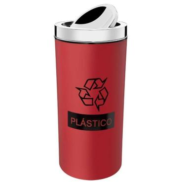 Imagem de Lixeiraseletiva 9L Tampa Basculante Inox Brinox Vermelho