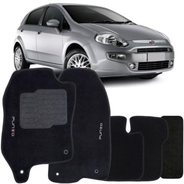 Imagem de Jogo de Tapete Automotivo Carpete Fiat Punto 2013 à 2018 Soft Logo Bordado 5 Peças