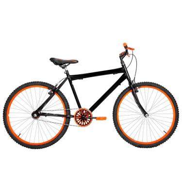 Imagem de Bicicleta Masculina Aro 26 Mtb Alumínio Colorido Cor Preta E Laranja