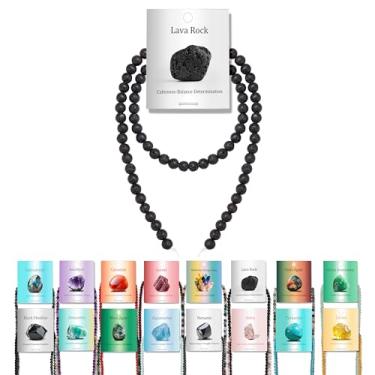 Imagem de Vinswet 90 peças 4 mm pedra vulcânica pedras naturais redondas genuínas contas de pedras preciosas soltas DIY contas lisas para pulseira, colar, brincos, fabricação de joias