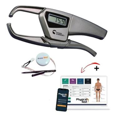 Imagem de Adipometro Computador c/Cálculos de Mediana e Média de 3 Dobras - Prime Med Smart - Digital Científico c/ 29 Funções