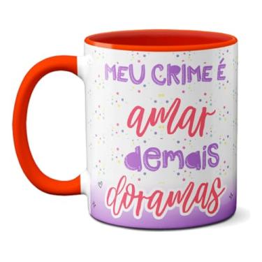 Imagem de Caneca Meu Erro É Amar Demais Doramas Fã Dorameira Fofa (Vermelha)