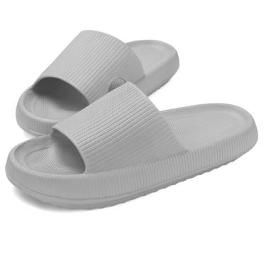 Imagem de MKP COLLECTION Sandálias de banho unissex com sola ultra grossa e piso antiderrapante 3D - Sandálias de banho de secagem rápida para chuveiro, piscina, academia, chinelos de travesseiro leves para