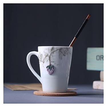 Imagem de Caneca de cerâmica artesanal fruta 3D copo casal tridimensional casa escritório café da manhã leite café xícara de chá caneca de café (cor: B)