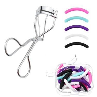 Imagem de Modelador de cílios com enchimento, modelador de cílios de aço inoxidável, vem com 24 refis de modelador de cílios extra para uso doméstico e em viagens, efeito de ondulação superior (multicolorido)