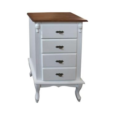 Imagem de Mesa De Cabeceira De Madeira Rústica 4 Gavetas Pés Luiz Xv - Nude Laca Com Tampo E Base Imbuia Glazer