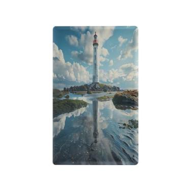 Imagem de Blueangle Placa de parede decoradora de capa em branco, tamanho padrão, 1 gangue, poleiro, rock, farol, para quarto de escritório em casa, 4,53 x 2,76 polegadas (290)