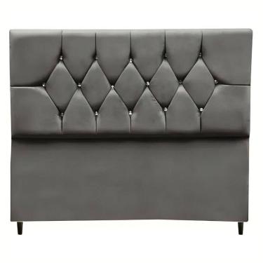 Imagem de Cabeceira Cama Box Estofada Queen 160 Cm Geovana Suede Cinza
