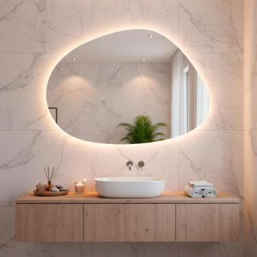 Imagem de Espelho Decorativo de Parede Orgânico com Led Mod Nuvem 55x75 para Sal