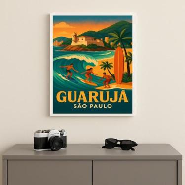 Imagem de Quadro Decorativo Guarujá - São Paulo 33x24cm Mold Branca - Quadros On