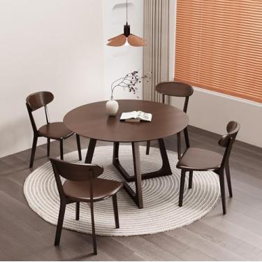 Imagem de Mesa de cozinha de madeira e 2/4 cadeiras, combinação de mesa de centro e cadeira, combinação de mesas de recepção e cadeiras de negociação redonda, economia de espaço, para escritório, sala de jantar