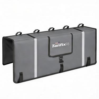 Imagem de Tanfix Almofada de porta traseira para mountain bikes, caminhões, porta-malas, para 5 bicicletas, capa de proteção de porta traseira com bolsos de ferramentas, acesso à câmera de reserva e tiras de