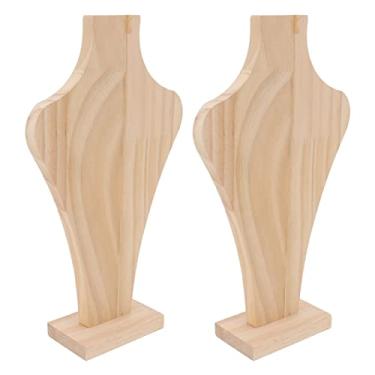 Imagem de KIMISS 2 Pçs Em Forma de Vaso de Madeira Colar Expositor-leve Rack de Jóias de Madeira Maciça para Casa & Vitrine Profissional (Tamanho pequeno)